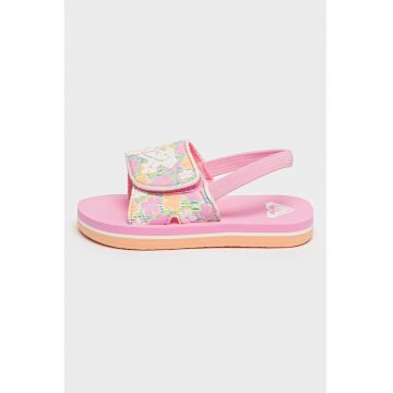 Sandale slingback cu velcro Finn - Alb/Portocaliu/Roz