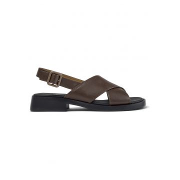Sandale slingback de piele Dana - Maro inchis