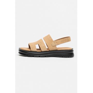 Sandale slingback de piele intoarsa - Bej inchis
