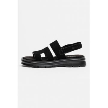 Sandale slingback de piele intoarsa - Negru