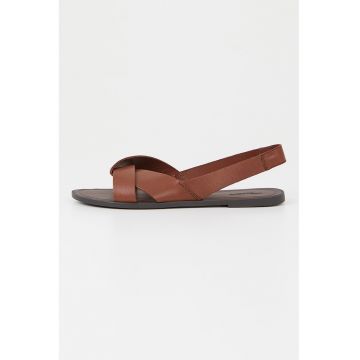 Sandale slingback de piele - Maro