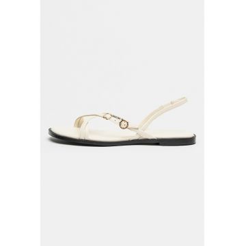 Sandale slingback din piele Amaryl - Alb murdar