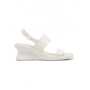 Sandale wedge din piele Louise - Alb/Alb murdar