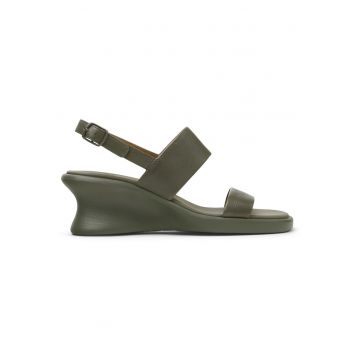 Sandale wedge din piele Louise - Verde