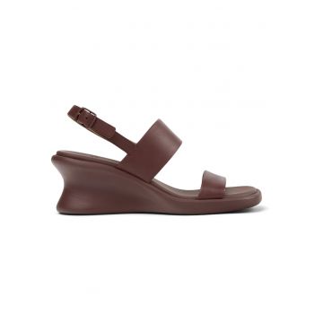 Sandale wedge din piele Louise - Visiniu