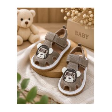 Sandalute cu piuitoare - Happy Cute Bear - Maro