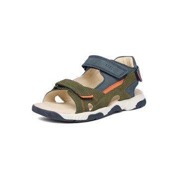 Sandale baieti -  kaki - piele nabuc - sistem inchidere Velcro