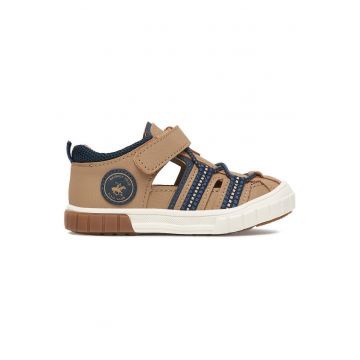 Sandale copii -  velcro - piele ecologica - maro