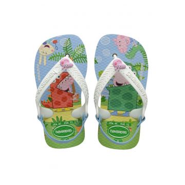 Sandale cu bareta separatoare si model Peppa Pig