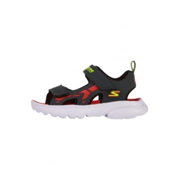 Sandale cu inchidere velcro si detalii logo - Gri