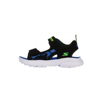 Sandale cu inchidere velcro si detalii logo - Negru