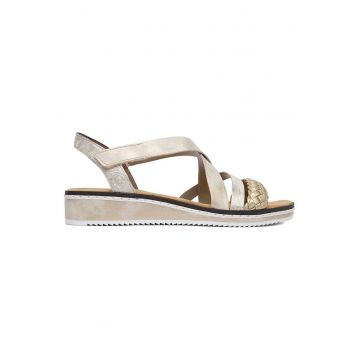 Sandale dama  auriu - piele ecologica - sistem inchidere velcro - confortabil - Auriu