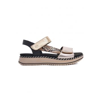 Sandale dama  auriu - piele naturala - sistem inchidere Velcro