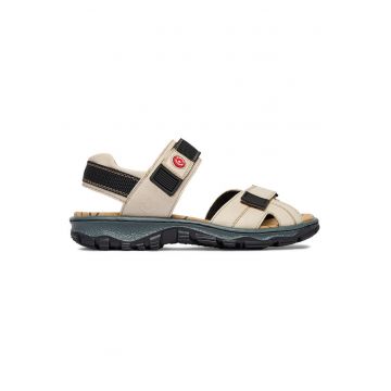 Sandale dama  bej - material textil si sintetic - inchidere velcro - confort exceptional