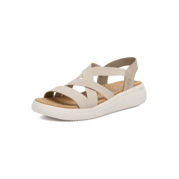 Sandale dama  bej - platforma - material textil
