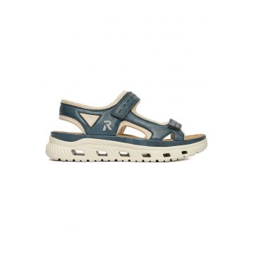 Sandale dama  bleumarin - piele ecologica - inchidere velcro - design deschis