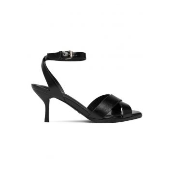Sandale dama  catarama - negru - textil -