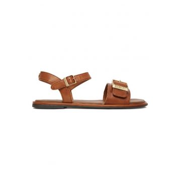 Sandale dama -  catarama - piele naturala - maro -