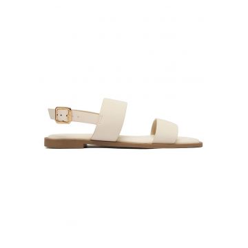 Sandale dama  crem - piele ecologica - inchidere cu catarama - confortabile - Crem