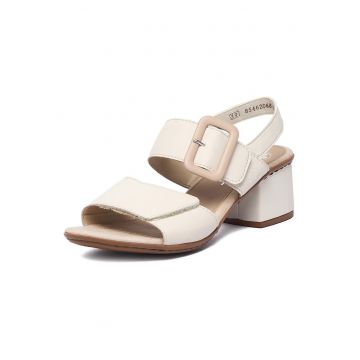 Sandale dama -  crem - piele naturala - sistem inchidere Velcro