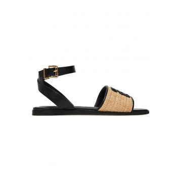 Sandale dama  negru - material sintetic - varf rotund - inchidere cu catarama
