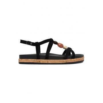 Sandale dama -  negru - textil - catarama ajustabila - Negru