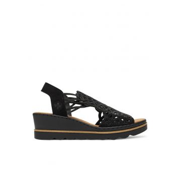 Sandale dama -  negru - textil - Negru