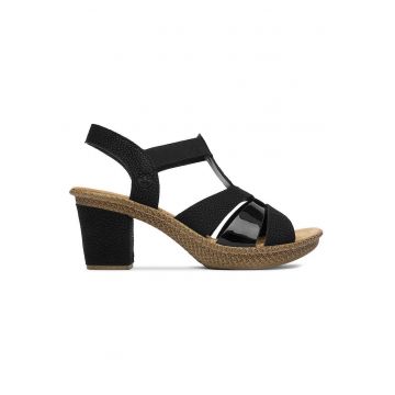 Sandale dama -  negru - textil - piele ecologica