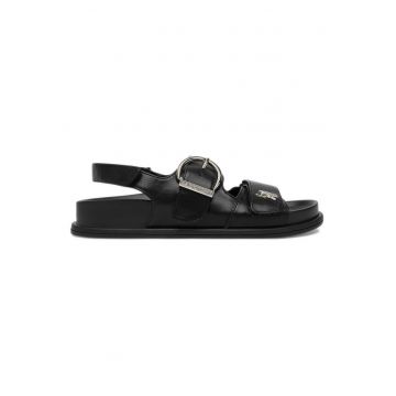 Sandale dama  piele ecologica - negru - Velcro - Negru