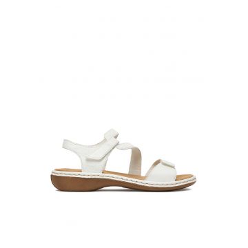 Sandale dama  piele naturala - alb - inchidere velcro - material interior textil - Alb