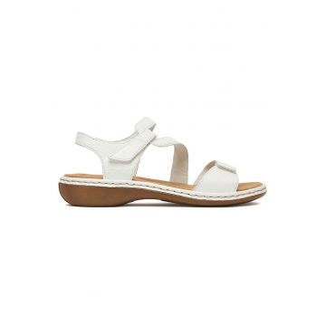 Sandale dama  piele naturala - alb - inchidere velcro - material interior textil - Alb