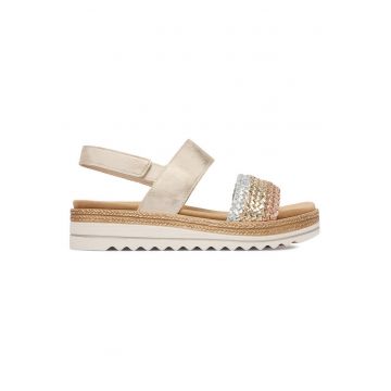 Sandale dama  piele naturala - auriu - inchidere velcro - confort exceptional
