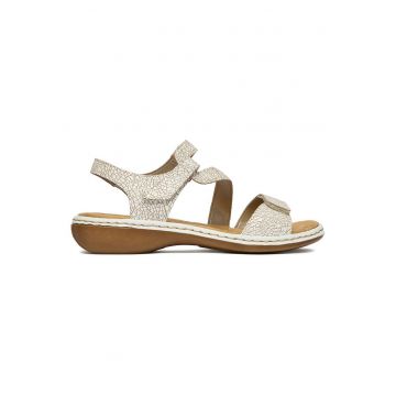 Sandale dama  piele naturala - bej - inchidere velcro - material interior textil