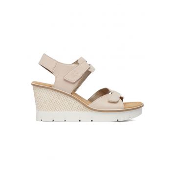 Sandale dama  piele naturala - bej - inchidere velcro - tehnologie Antistress