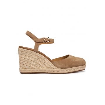 Sandale dama -  piele naturala - bej - talpa compensata - Bej