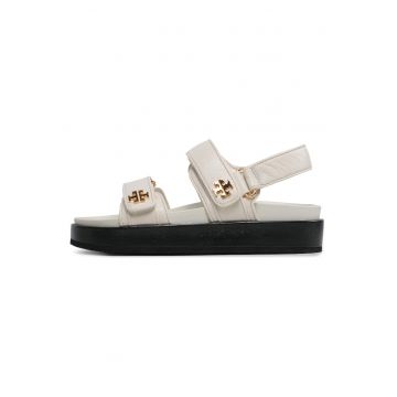 Sandale dama -  piele naturala - bej - velcro -