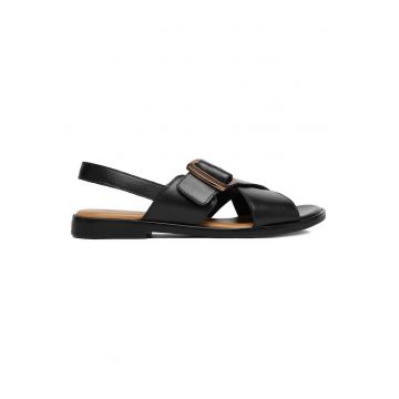 Sandale dama  piele naturala - catarama decorativa - negru - Negru