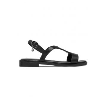 Sandale dama  piele naturala - inchidere cu catarama - negru - Negru