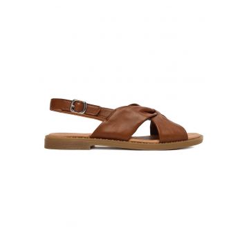Sandale dama  piele naturala - inchidere velcro - culoare maro