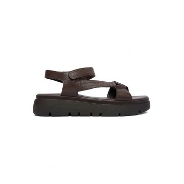Sandale dama  piele naturala - inchidere velcro - maro - Maro