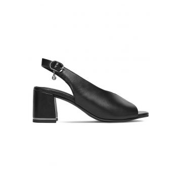 Sandale dama -  piele naturala - negru - catarama -