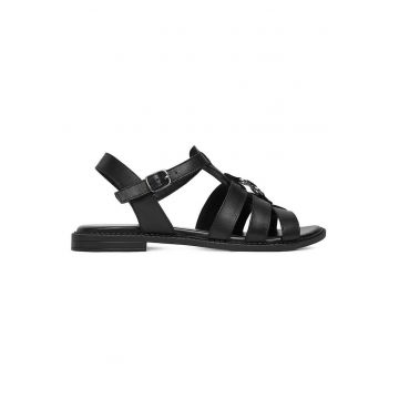 Sandale dama  piele naturala - negru - inchidere cu catarama - design elegant