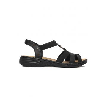 Sandale dama  piele naturala - negru - interior textil