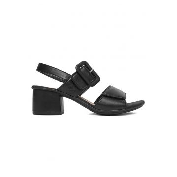 Sandale dama -  piele naturala - negru - sistem inchidere Velcro