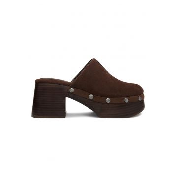 Sandale dama  piele naturala - toc solid - rotund - maro