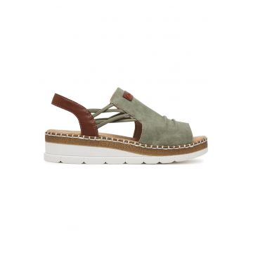 Sandale dama  platforma - verde - material sintetic