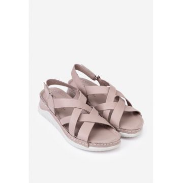 Sandale dama taupe piele naturala - Maro taupe