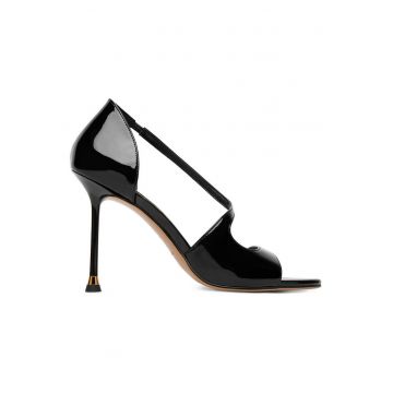 Sandale de dama -  piele naturala - toc stiletto - negru