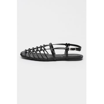 Sandale de piele cu model impletit - Negru