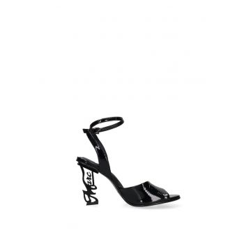 Sandale de piele cu toc sculptural Valoria Elite - Negru